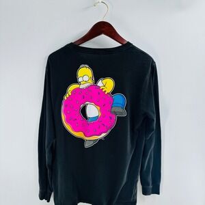 The Simpsons Homer Donut‎ Graphic Long Sleeve T-Shirt Cartoon L
